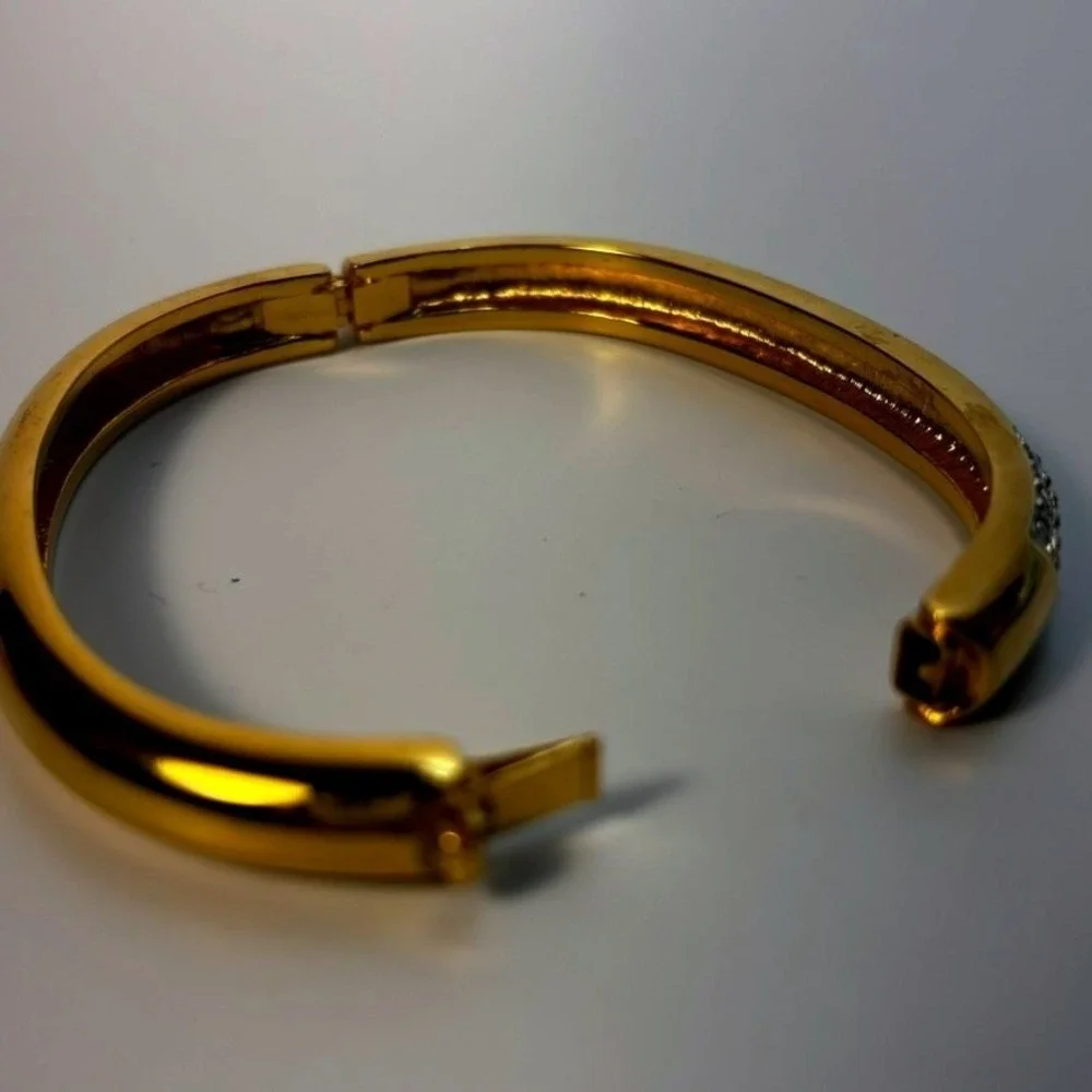 Swarovski Bangle Gold Pave Crystal Hinge Oval Bracelet - Picture 4 of 16